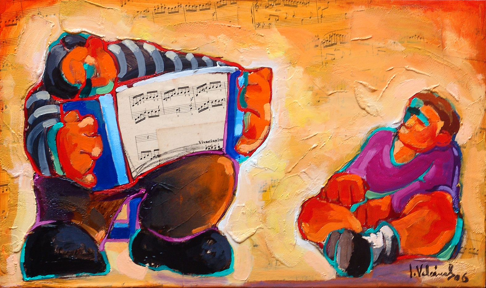 Acordeonista con niño